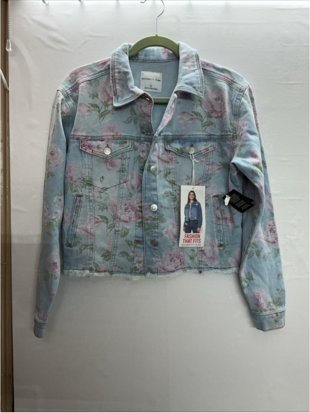 Celebrity Pink Floral Denim Jacket Size S